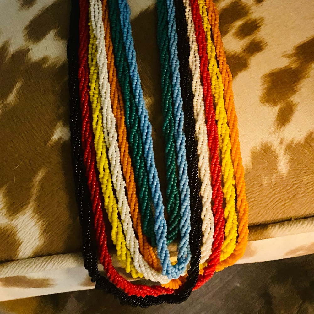 Multi color bead layered necklace